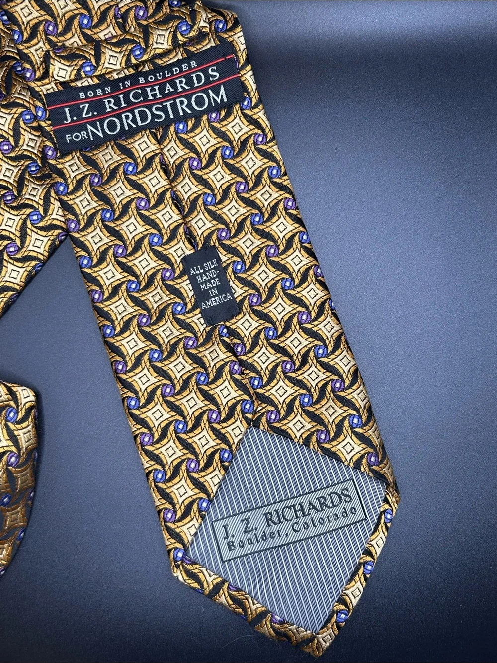 JZ Richard’s 100% Silk Tie - Gold, Blue, Purple